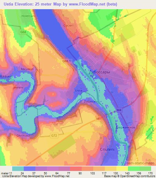 Ustia,Moldova Elevation Map