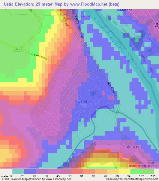 Ustia,Moldova Elevation Map