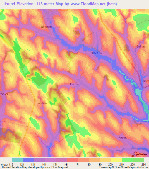 Usurei,Moldova Elevation Map