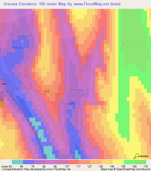 Ursoaia,Moldova Elevation Map