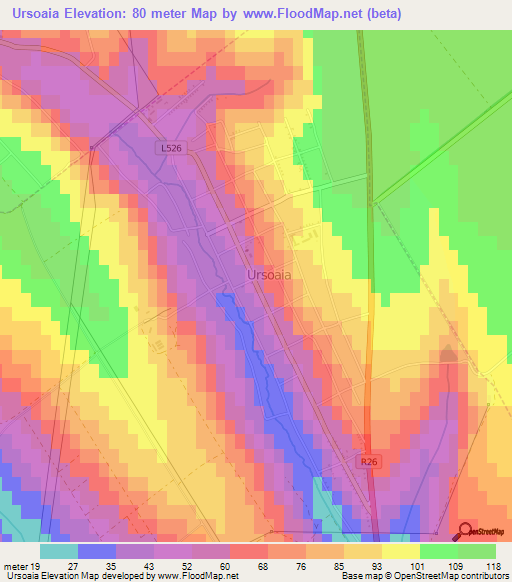 Ursoaia,Moldova Elevation Map