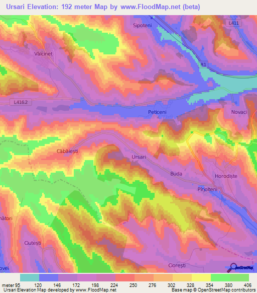 Ursari,Moldova Elevation Map