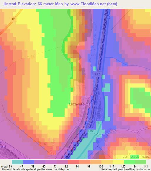 Untesti,Moldova Elevation Map