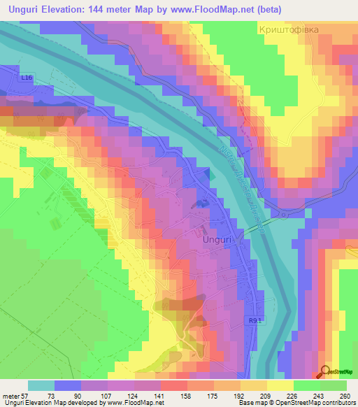 Unguri,Moldova Elevation Map