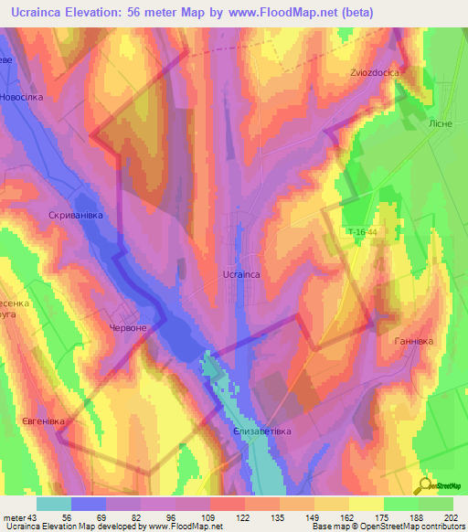 Ucrainca,Moldova Elevation Map