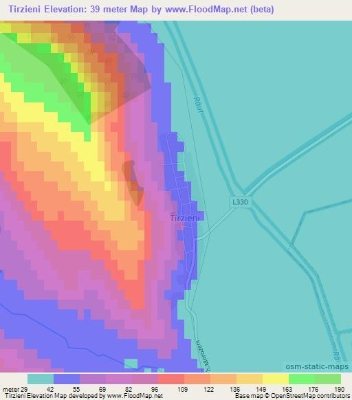 Tirzieni,Moldova Elevation Map