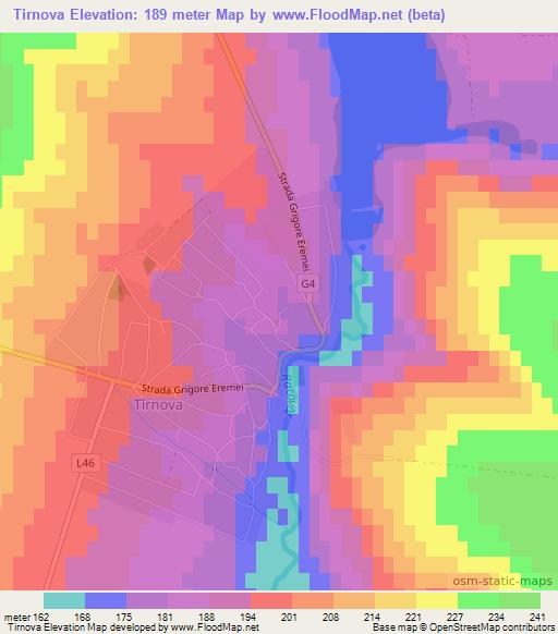 Tirnova,Moldova Elevation Map