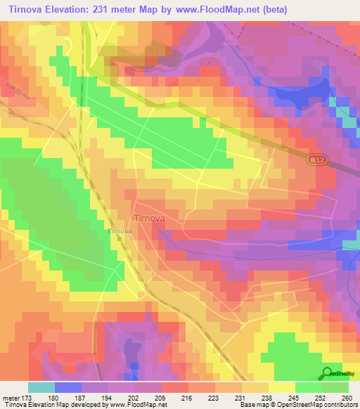 Tirnova,Moldova Elevation Map