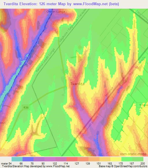 Tvardita,Moldova Elevation Map