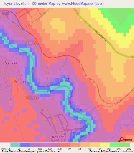 Tsyra,Moldova Elevation Map