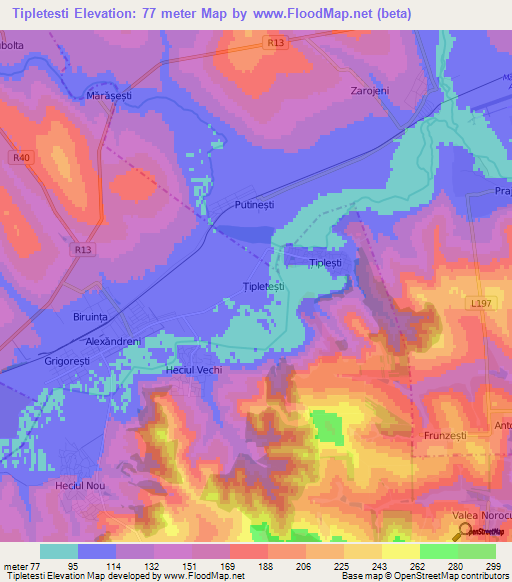 Tipletesti,Moldova Elevation Map