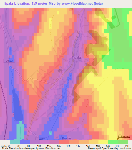 Tipala,Moldova Elevation Map