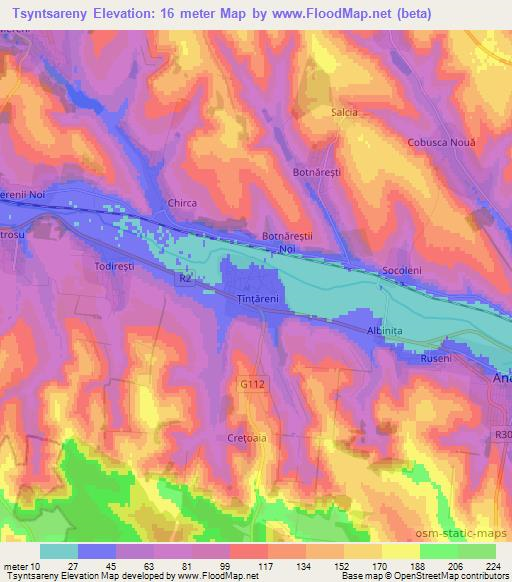 Tsyntsareny,Moldova Elevation Map