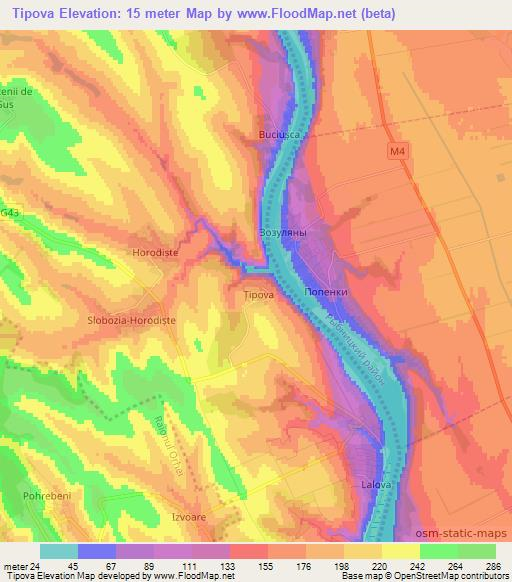 Tipova,Moldova Elevation Map