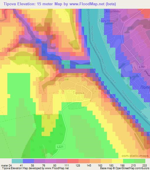 Tipova,Moldova Elevation Map