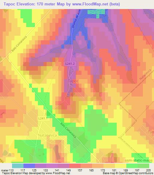 Tapoc,Moldova Elevation Map