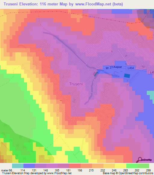 Truseni,Moldova Elevation Map