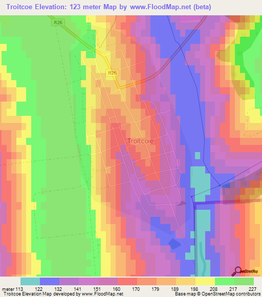 Troitcoe,Moldova Elevation Map