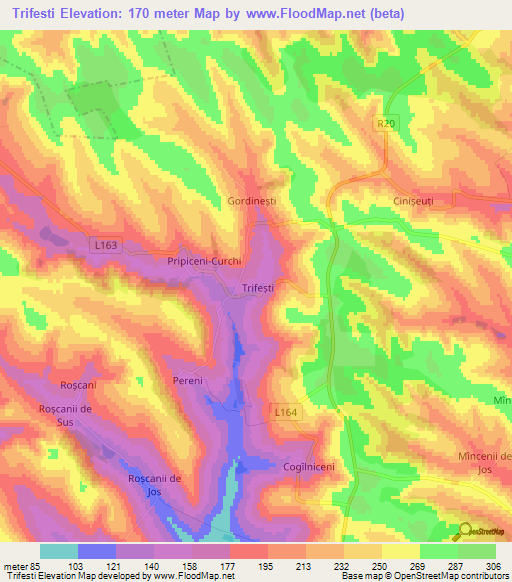 Trifesti,Moldova Elevation Map