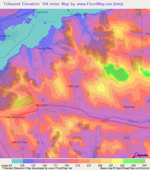 Trifanesti,Moldova Elevation Map