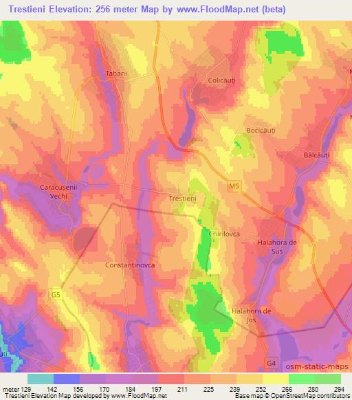 Trestieni,Moldova Elevation Map