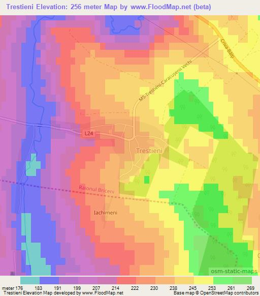 Trestieni,Moldova Elevation Map