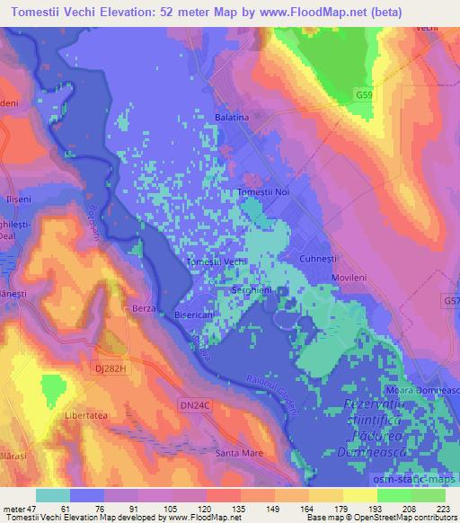 Tomestii Vechi,Moldova Elevation Map