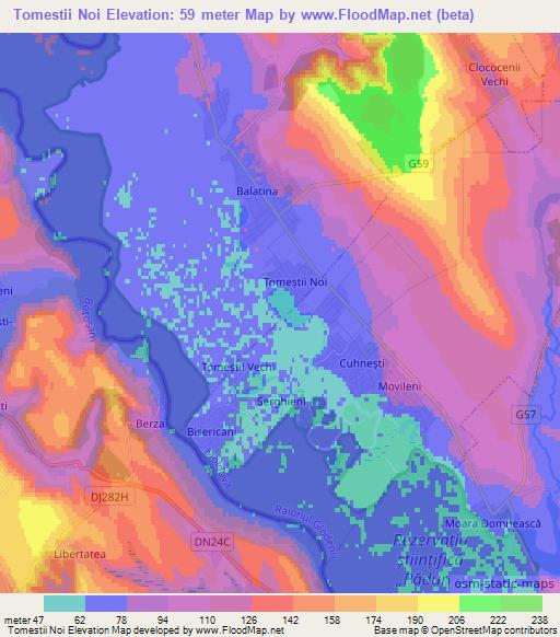 Tomestii Noi,Moldova Elevation Map