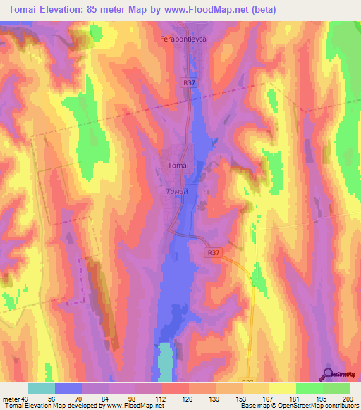 Tomai,Moldova Elevation Map