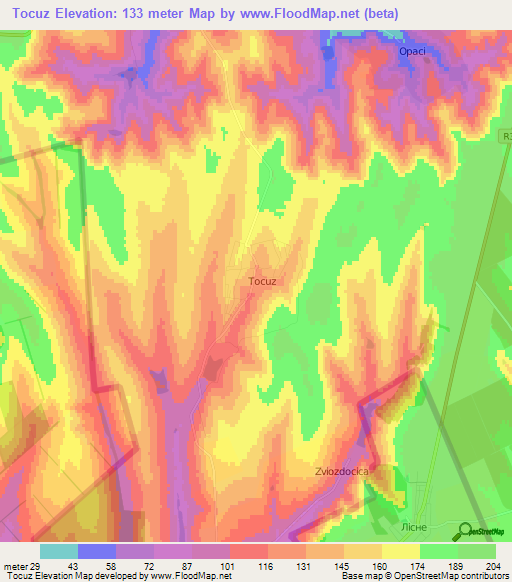 Tocuz,Moldova Elevation Map