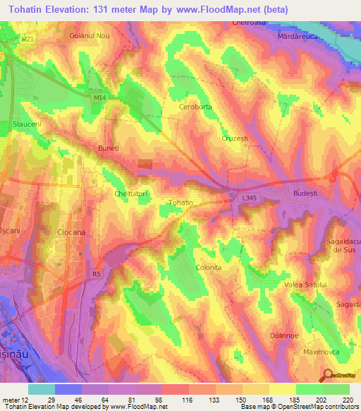 Tohatin,Moldova Elevation Map