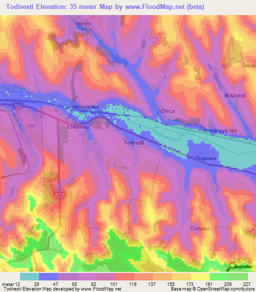 Todiresti,Moldova Elevation Map