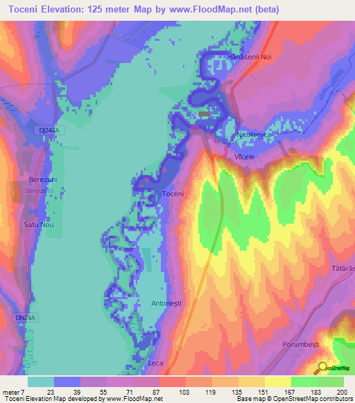 Toceni,Moldova Elevation Map