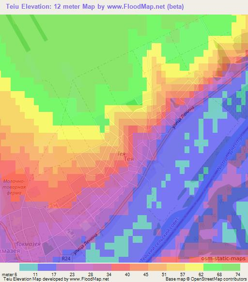 Teiu,Moldova Elevation Map