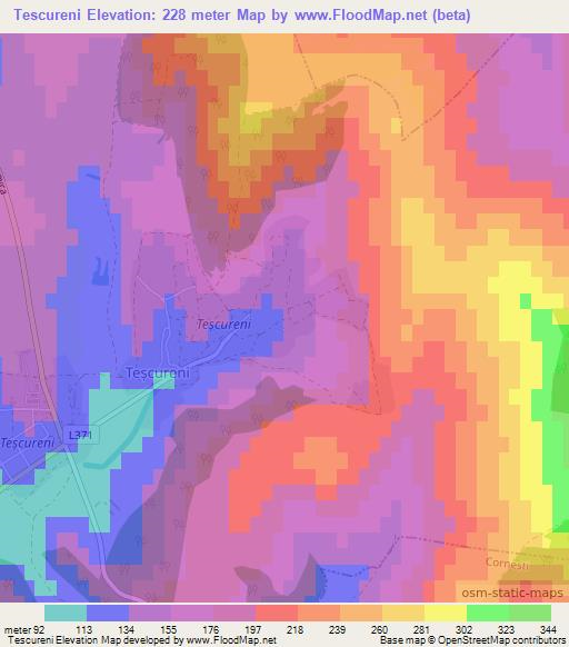 Tescureni,Moldova Elevation Map