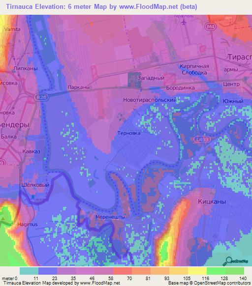 Tirnauca,Moldova Elevation Map