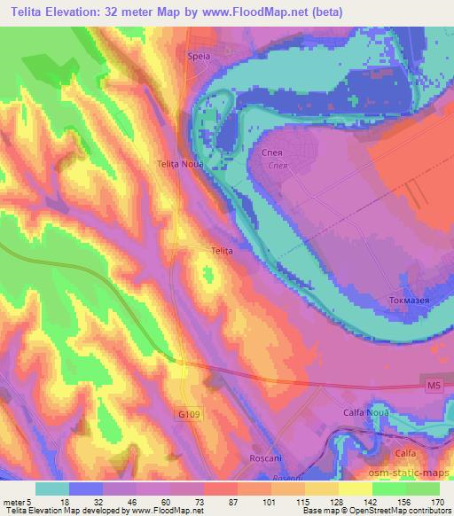 Telita,Moldova Elevation Map