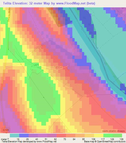 Telita,Moldova Elevation Map