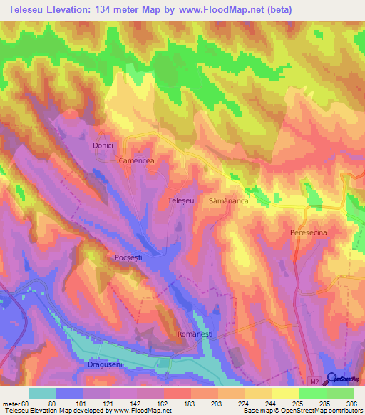 Teleseu,Moldova Elevation Map