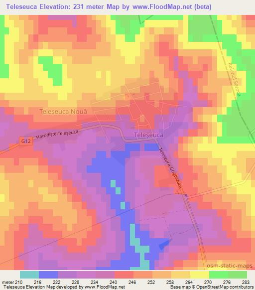 Teleseuca,Moldova Elevation Map