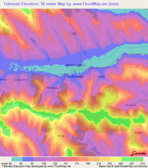 Telenesti,Moldova Elevation Map