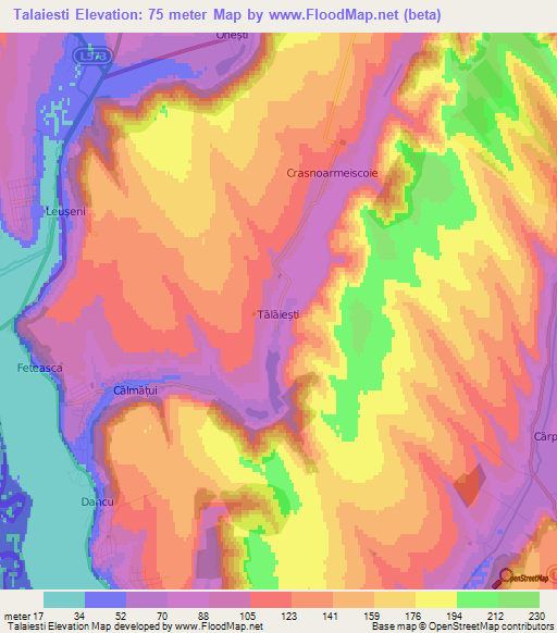 Talaiesti,Moldova Elevation Map