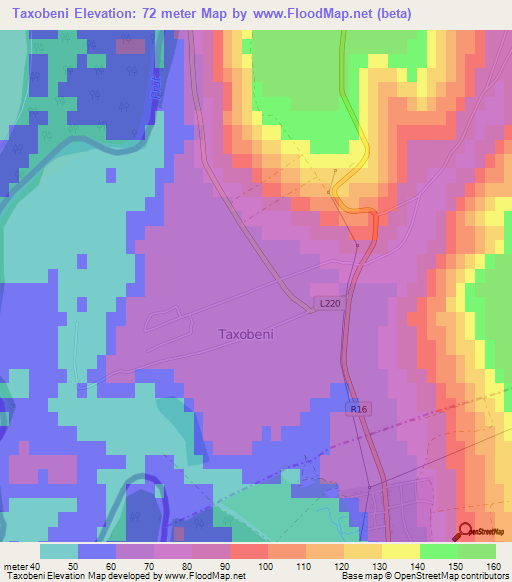 Taxobeni,Moldova Elevation Map