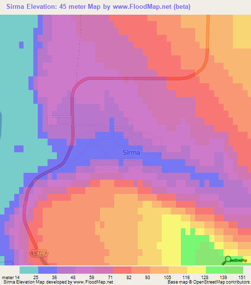 Sirma,Moldova Elevation Map