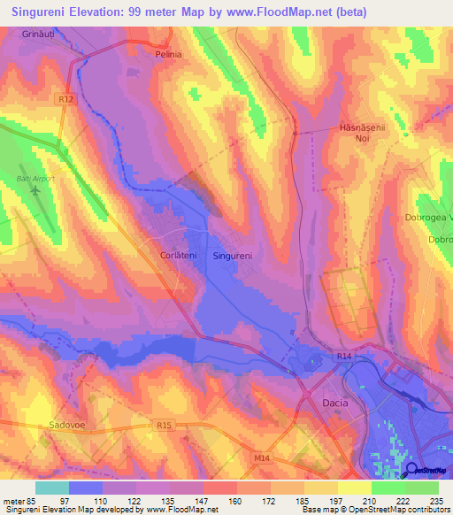 Singureni,Moldova Elevation Map