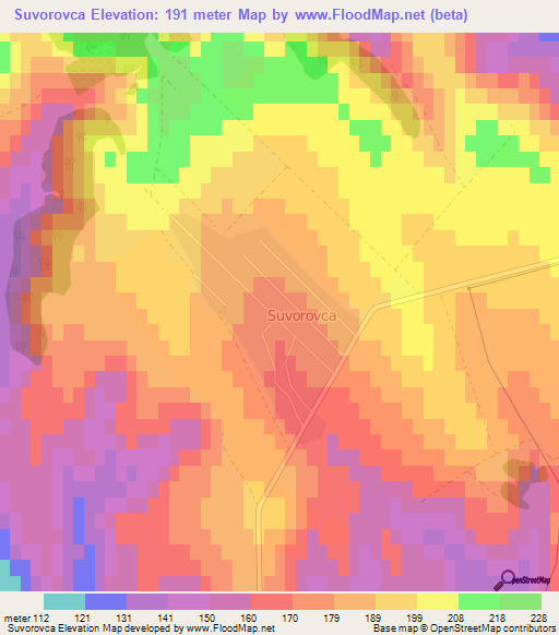 Suvorovca,Moldova Elevation Map