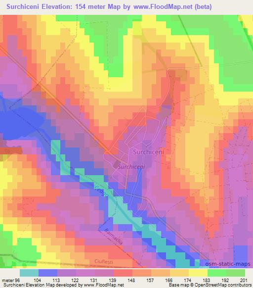 Surchiceni,Moldova Elevation Map