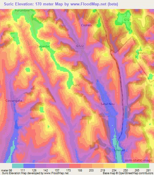 Suric,Moldova Elevation Map