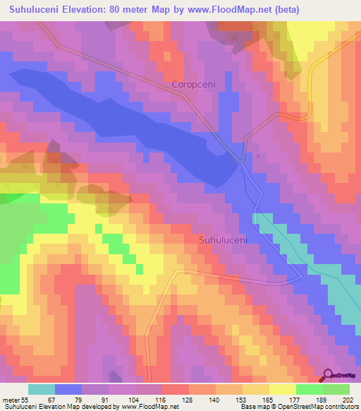 Suhuluceni,Moldova Elevation Map