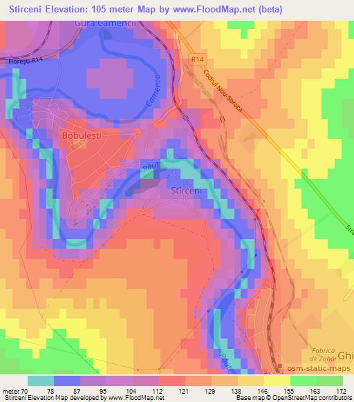 Stirceni,Moldova Elevation Map